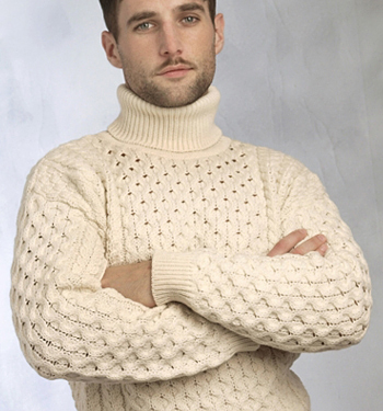 Aran Crafts Mens Wool Turtleneck Polo Neck Sweater