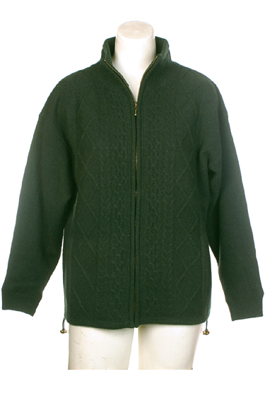 Senior Citizen Irish Aran Wool Sweater Lined Cable Knit Cardigan