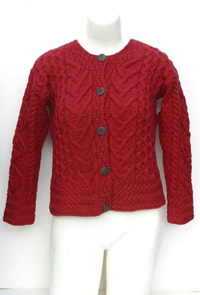 Carraig Donn Irish Aran Wool Sweater Womens Buttoned Cable Knit Cardigan
