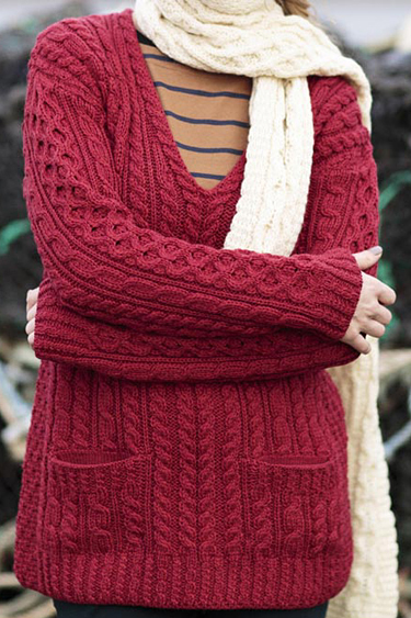 Carraig Donn Irish Aran Wool Sweater Womens Cable Knit Turtleneck Cowl Pullover Sweater