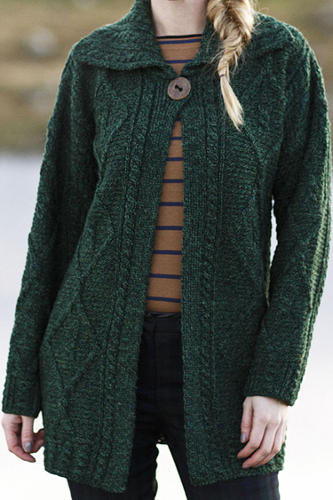 Carraig Donn Irish Aran Wool Sweater Womens Cable Knit Sweater