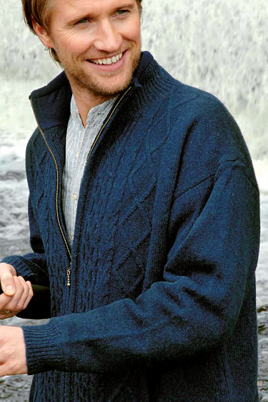 Senior Citizen Baby Boomer Irish Aran Wool Sweater Lined Cable Knit Cardigan