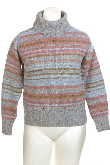 Ireland's Eye Womens Turtleneck Striped Wool Cashmere Polo Neck Sweater