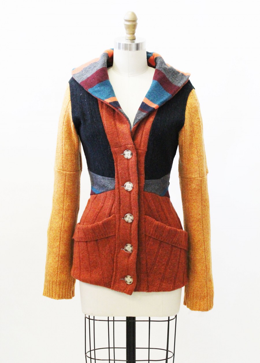 Hand Made Patchwork Sweater Cardigan Upcycled