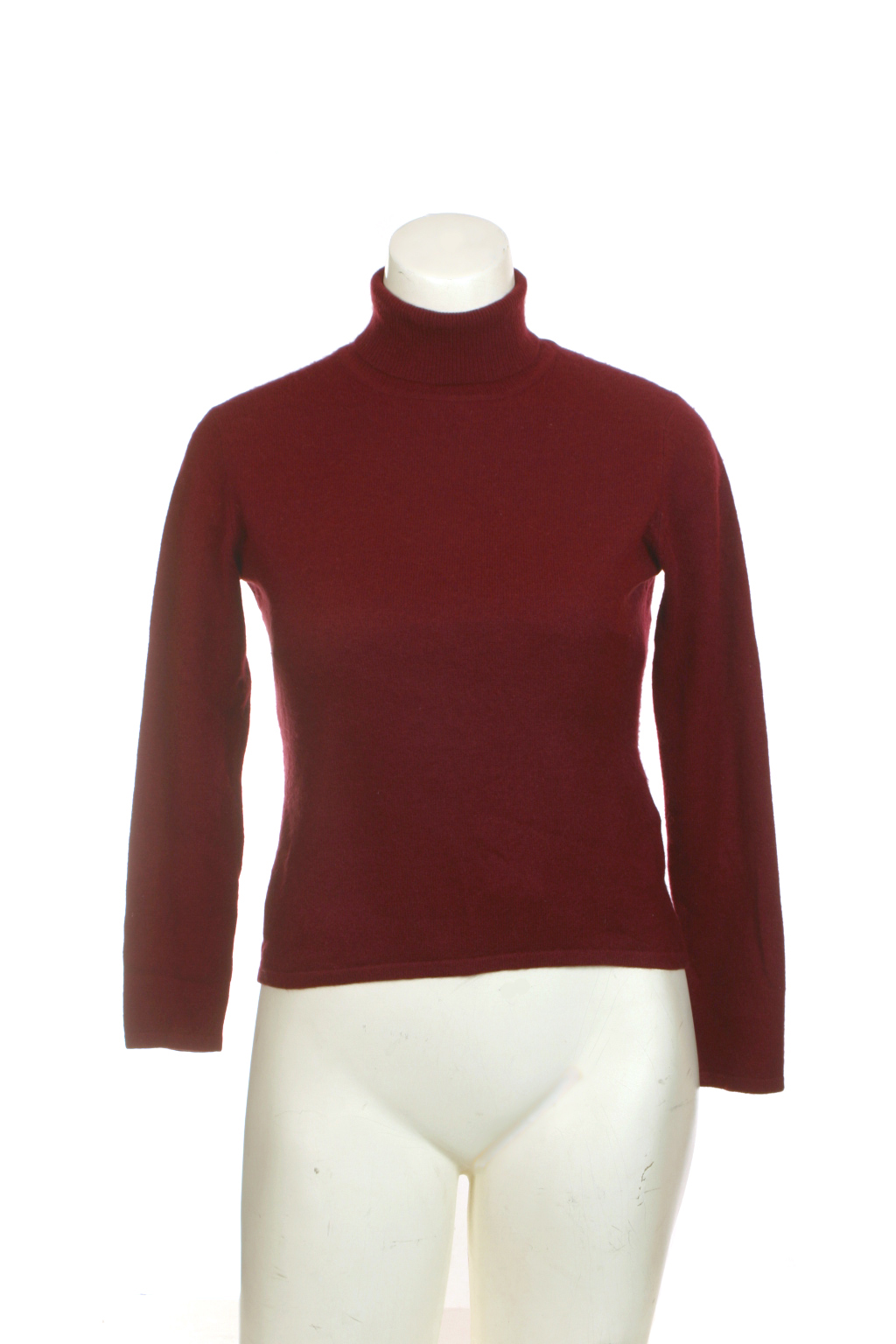 Thrift Shop Sweater Second Hand JaxSport Cashmere Petite S Burgundy Turtleneck